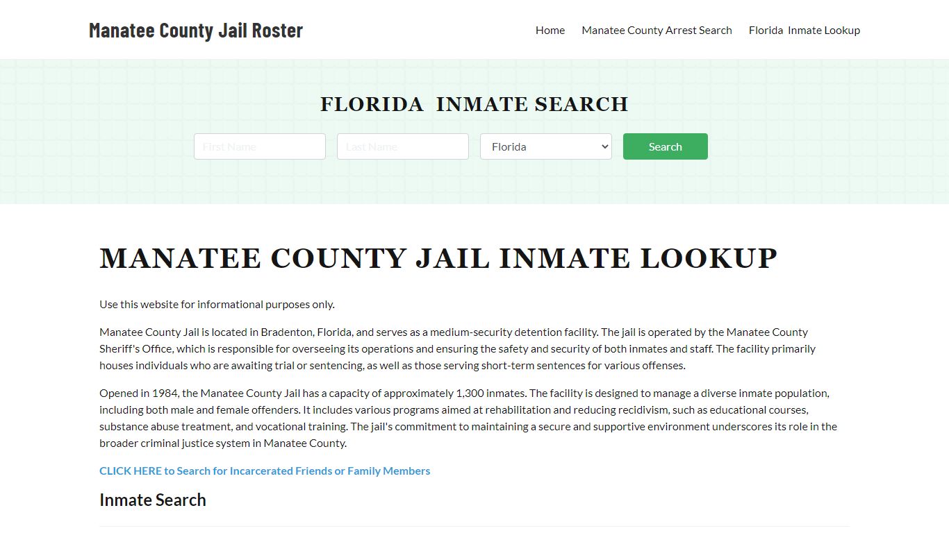 Manatee County Jail Roster Lookup, FL, Inmate Search